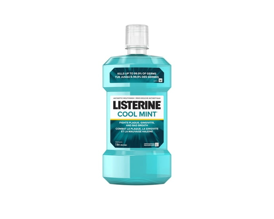 Listerine Cool Mint Antiseptic Mouthwash, Essential Oils Menthol, Thymol, Eucalpytol - Plaque, Bad Breath, Gingivitis 1 Litre - 1 litre