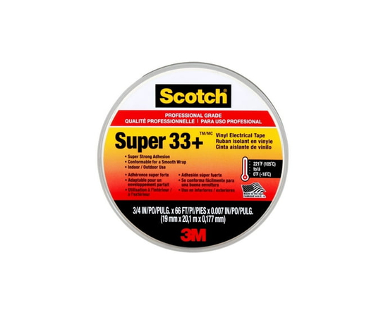 Scotch® Super 33+™ Vinyl Electrical Tape 6132-BA-10, Professional Grade, Black, 0.75 in x 66 ft, 1 Roll/Pack - as shown