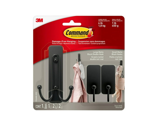 Command™ Matte Black Hooks Combo Pack 17036MB-VPEF