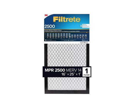 Filtrete™ Premium Allergen & Ultrafine Particles Filter EAX01DC-6-CA, 2500 MPR, 16 in x 25 in x 1 in (40.6 cm x 63.5 cm x 2.5 cm)