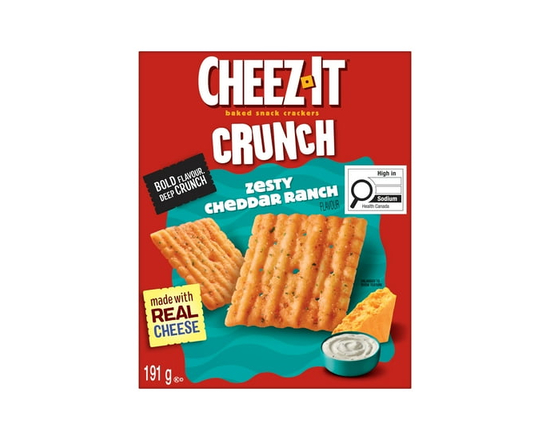 Cheez-It® Crunch, Zesty Cheddar Ranch Flavour, Baked Snack Crackers, 191g - 191 g