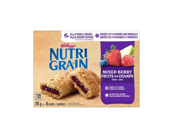 Kellogg's Nutri-Grain Cereal Bars - Mixed Berry - Box of 8 Bars - 295g