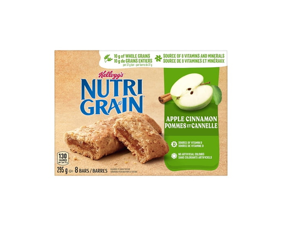 Kellogg's Nutri-Grain Cereal Bars - Apple Cinnamon - Box of 8 Bars - 295g