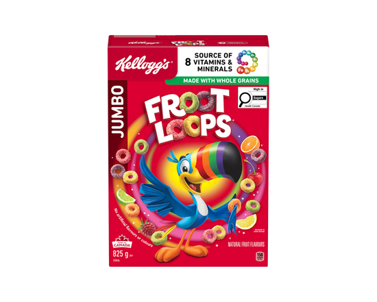 Kellogg's Froot Loops Cereal, Jumbo Size, 825g - 825g