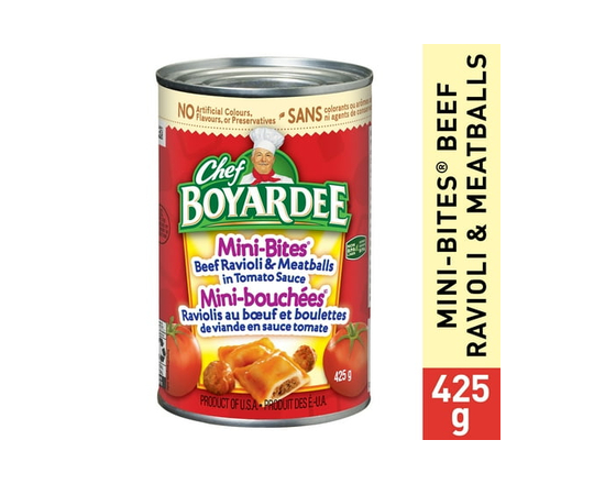 Chef Boyardee Mini-Bites Beef Ravioli and Meatballs in Tomato Sauce, 425 grams - 425 g