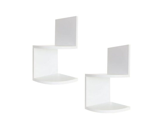 Kiera Grace Modern Corner Floating Shelves, Set of 2, White