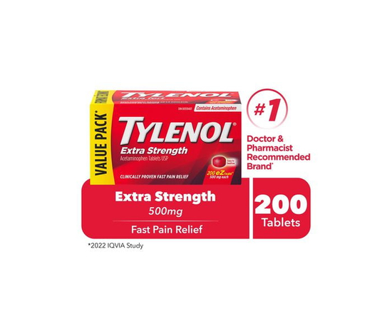 Tylenol Pain Relief Medicine, Headache and Pain Reliever and Fever Reducer, Extra Strength, Acetaminophen eZ Tabs, 500 mg, 200 Count
