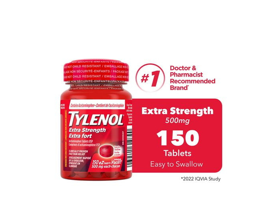 Tylenol Extra Strength Pain Relief Acetaminophen 500mg EZTabs, 150 Count