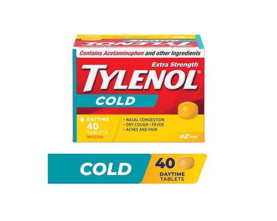 Tylenol Extra Strength Cold eZ Tabs, Relieves Cold symptoms, Daytime, 40 Count