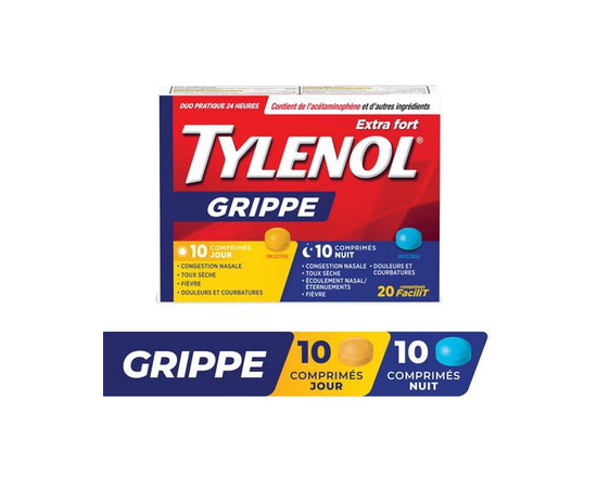 Tylenol Extra Stength Flu eZ Tabs, Relieves Flu symptoms, Daytime & Nighttime, Convenience Pack, 20 Count