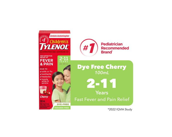 Tylenol pour enfants, suspension orale d'acétaminophène, sans colorant, cerise, 100 ml