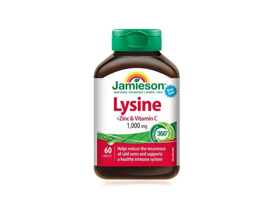 Jamieson caplets lysine avec zinc et vitamine C, 1000 mg, 60 caplets