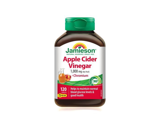 Jamieson Apple Cider Vinegar Caplets with Chromium, 1000 mg, 120 Count