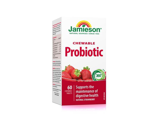 Jamieson Probiotic Chewable Tablets, 2 Billion CFU, Strawberry Flavour