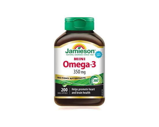 Jamieson No-Fishy-Aftertaste Omega-3 Mini Softgels, 350 mg, 200 Count