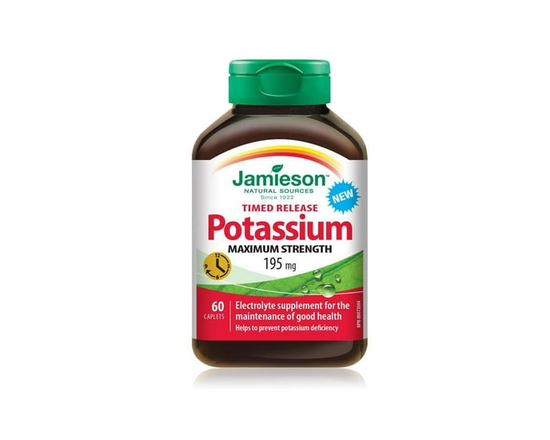Jamieson Caplets de Potassium 195 mg À Libération Prolongée - 60 Count (lot de 1)