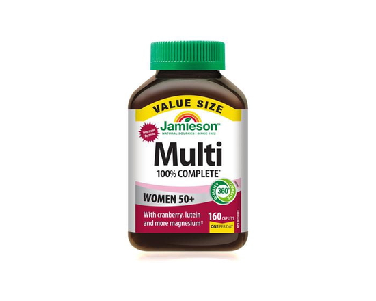 Jamieson 100% Complete Women 50+ Multivitamin Tablets with Cranberry and Lutein, 160 Count