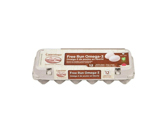 Conestoga Farms Free Run Omega-3 Large White 12 Eggs - L