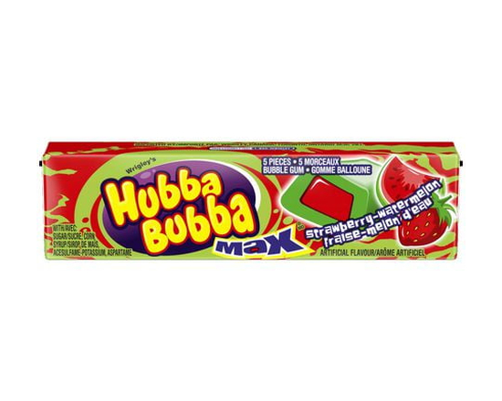 HUBBA BUBBA, Fraise-melon d'eau, gomme balloune, 5 morceaux, 1 emb. - 1 Paquet