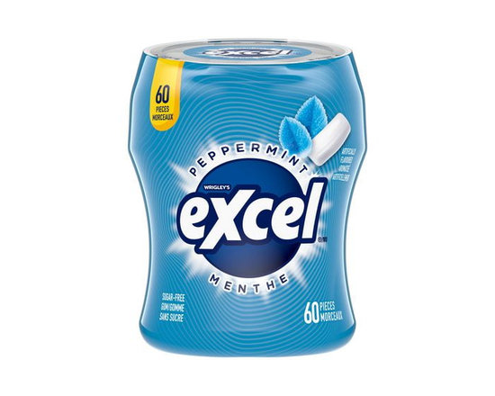 EXCEL, Peppermint Flavoured Sugar Free Chewing Gum, 60 Pieces, 1Bottle