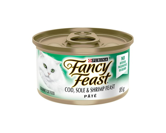 Fancy Feast Pate Festin de Morue de Sole et de Crevettes Nourriture pour Chats - 85 g