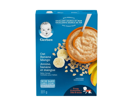 GERBER Céréales Pour Bébés Étape 3 Avoine Avec Banane Et Mangue - 227 g