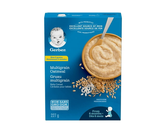 GERBER Céréales Pour Bébés Étape 2 Avoine Et Multigrains - 227 g
