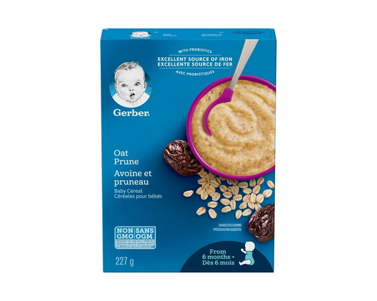 GERBER Stage 2 Oat Prune Baby Cereal - 227 g