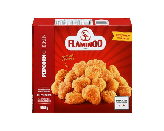 Flamingo Poulet popcorn, escalopettes de poitrine de poulet panes entièrement cuites - 680 g