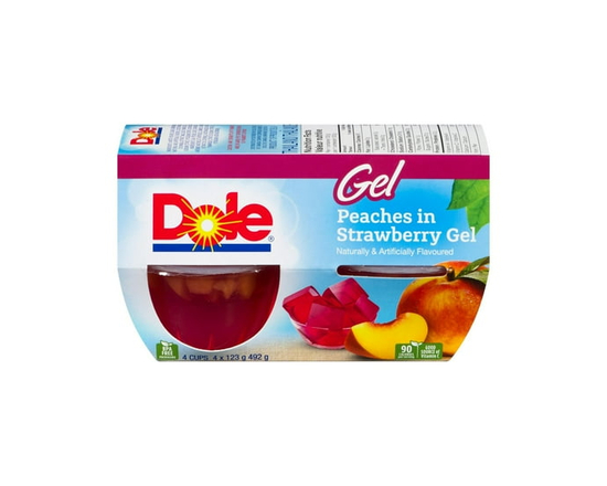 Dole Peaches in Strawberry Gel - 4 x 123 g