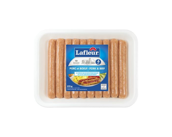 Saucisses a dejeuner de porc et de bœuf moins sel frais Lafleur