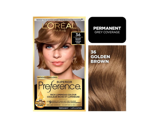L'Oréal Paris Superior Préférence, Coloration Permanente, 49 Blond Roux Clair, 1 kit - 1 Unit (36 Brun doré)