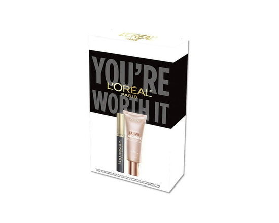 Coffret de maquillage L'Oréal Paris - Mascara Voluminous et Lumi Glotion