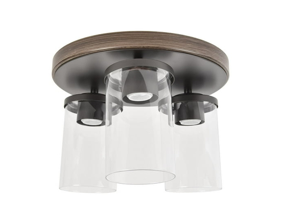 Better Homes & Gardens 12" Farmhouse 3-Light Walnut Flush Mount Ceiling Light, Clear Glass Shades