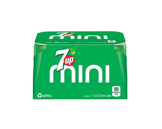 7UP Boisson Gazeuse Citron Lime 6 x222mL, Canettes Miniatures - 222mL