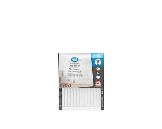 16x20x1 Great Value MERV 6 Pleated Air Filter - 16"X20"x1"