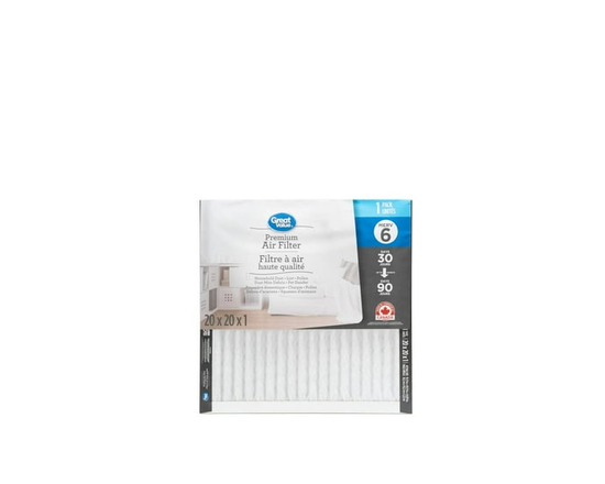 20x20x1 Great Value Merv 6 Air Filter - 20x20x1