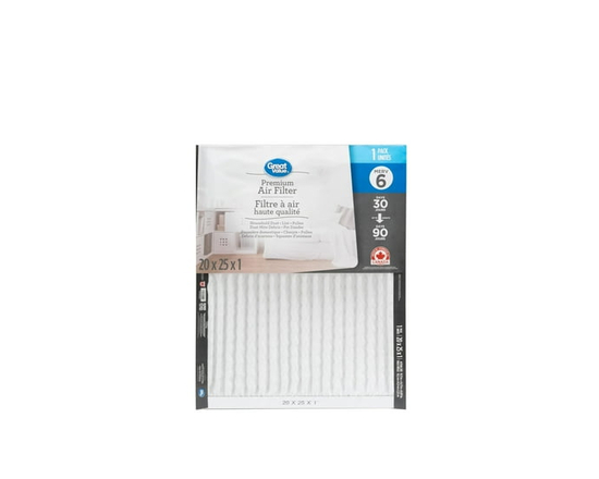 20x25x1 Great Value Air Filter Merv 6 - 20x25x1