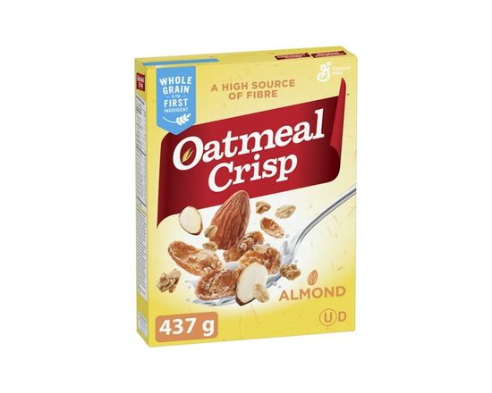Oatmeal Crisp Breakfast Cereal, Almond, High Fibre and Whole Grains, 437 g - 437 g
