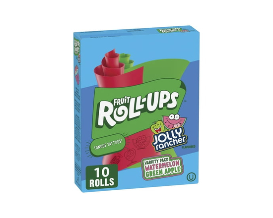 Betty Crocker Fruit Roll-Ups Gluten Free Variety Pack Jolly Rancher Flavoured Green Apple Watermelon - 10 rolls