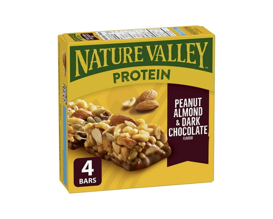 Nature Valley Barres Protéinées aux Arachides, aux Amandes et au Chocolat Noir, 4 Barres - 148 g