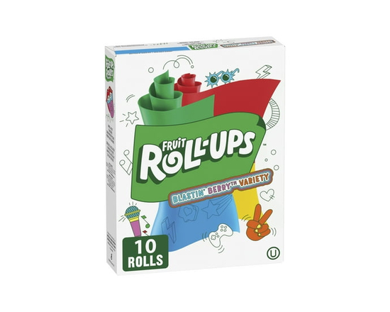 Fruit Roll-Ups Collations à Saveur de Fruits, Assortiment Rafale de Petits Fruits, Sans Gluten, 10 Roulés