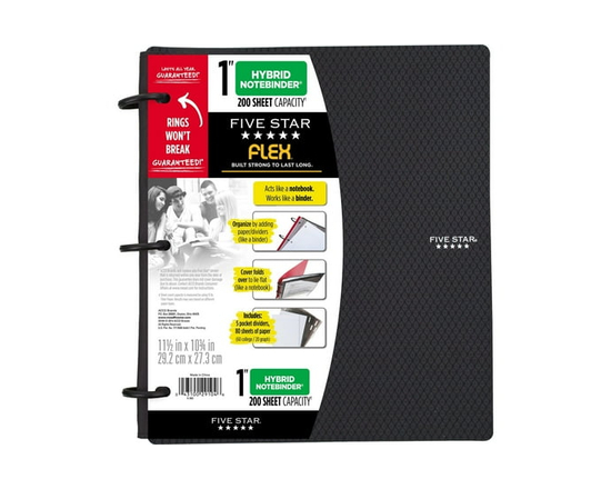 Five Star® Flex Hybrid Notebinder with Study App 1"Asst
