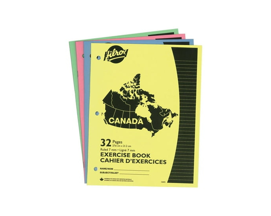 Hilroy® Canada Exercise Book, 4-pack , 10-7/8" X 8-3/8", 32 Pages