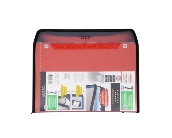 Five Star® Customizable Expanding File 7 Pocket Letter Non-Wall Mount, Red - 7PKT