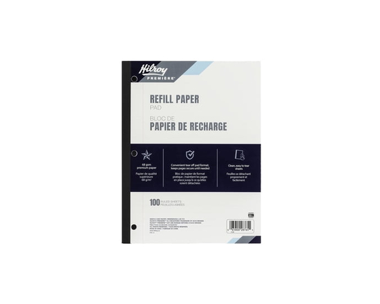 Bloc de recharges Hilroy Core+, 200 pages, collé, papier blanc de qualité supérieure 68 g/m²