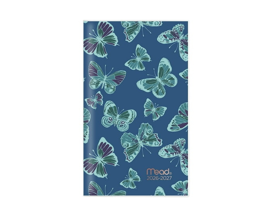 2026 Mead® Butterfly Aqua 2-Year Pocket Planner - 6-1/4" x 3-3/4"