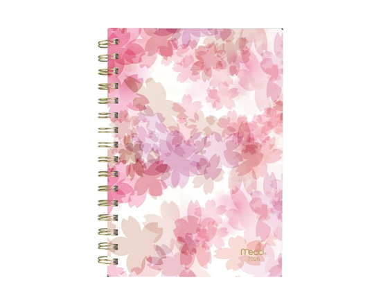 2026 Mead® Blurred Floral Pink Small Weekly Clear Poly Cover Planner - 5-1/2" x 8-1/2"
