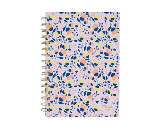 2026 Mead® Floral Leaves Small Weekly Hard Cover Planner - 5-1/2" x 8-1/2"