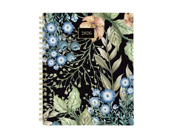 Agenda hebdomadaire Cambridge® 2026, grand format, motif floral foncé - 8-1/2 po x 11 po